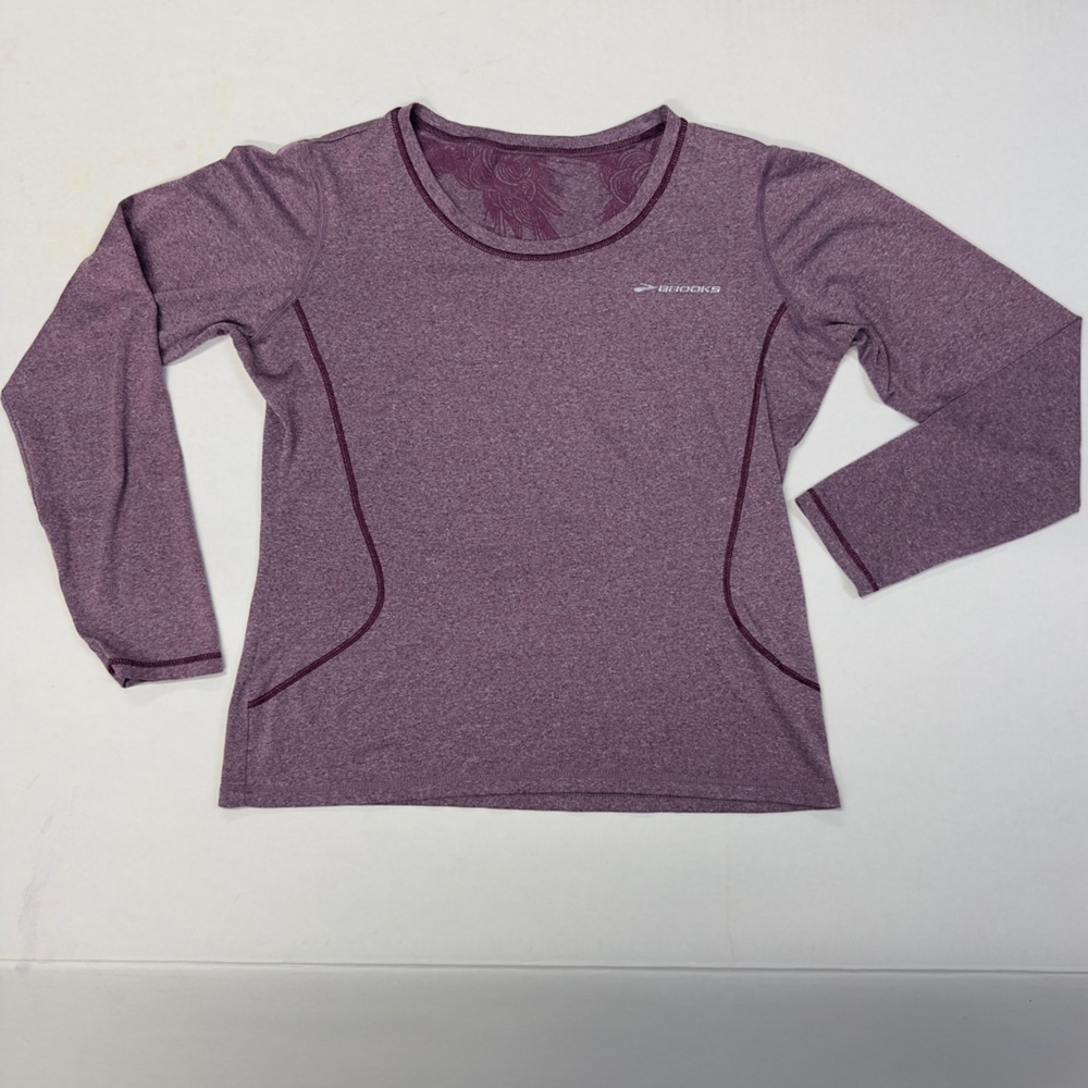 Brooks Women’s M Long Sleeve Active Running DriFit Shirt, Purple Floral Print